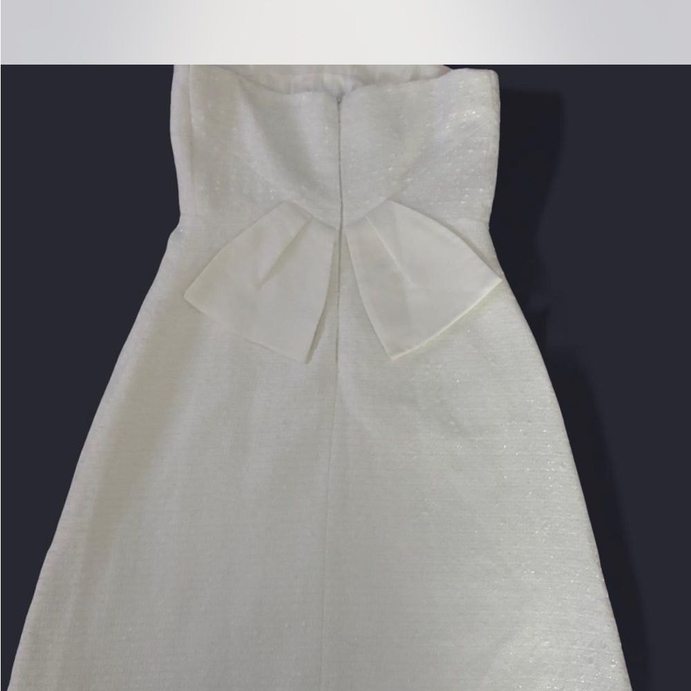 Raffiné Designer White Strapless Tweed Midi Dress - Picture 7 of 7